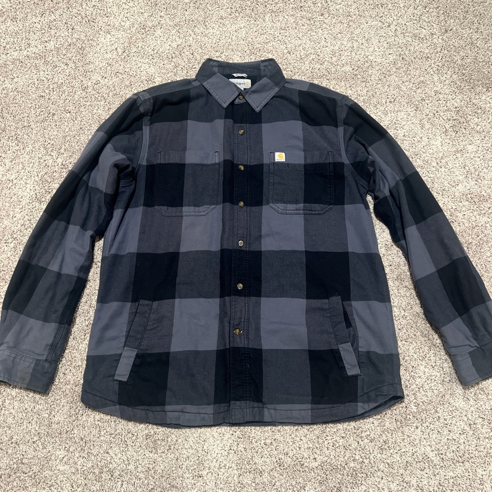 Carhartt Black and Gray Plaid Shirt